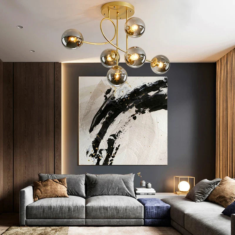 Afralia™ Glass Ball LED Ceiling Chandelier - Modern Nordic Pendant Light for Living Room