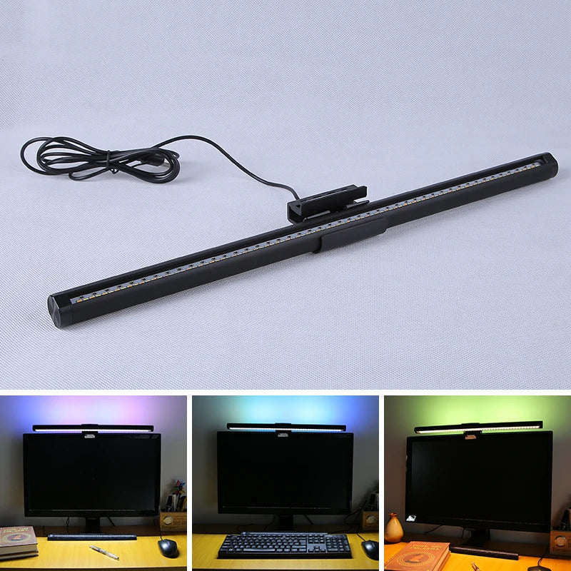 Afralia™ LED Monitor Bar Light for Dimming PC Screen, Stepless RGB Desk Lamp