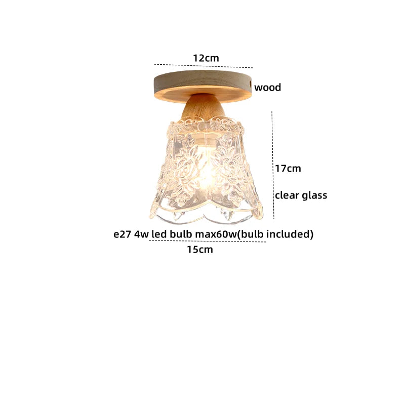 Afralia™ Clear Glass LED Ceiling Light Fixture for Modern Home Aisle Balcony Restaurant Hallway Lighting