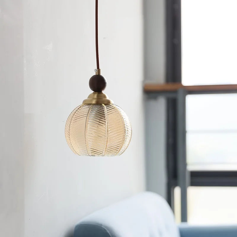 Afralia™ Amber Glass LED Pendant Light - Modern Nordic Design with Iron Base