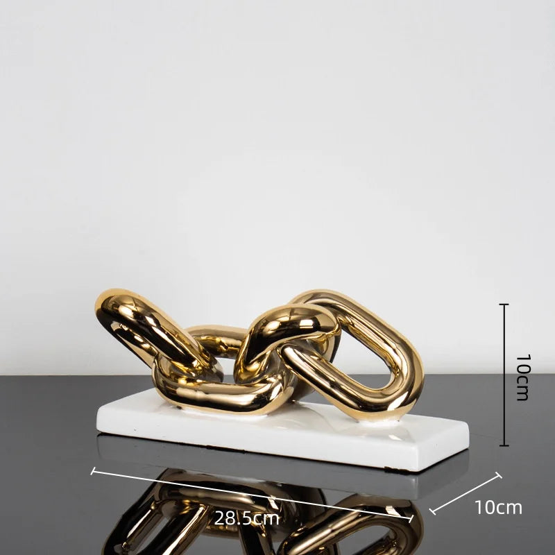 Afralia™ Golden Chain Skeleton Lock Home Decoration Figurine