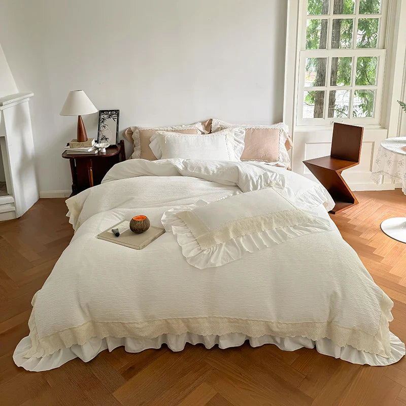 Afralia™ French Lace Ruffles Bedding Set - Soft and Skin-friendly Duvet Cover Set