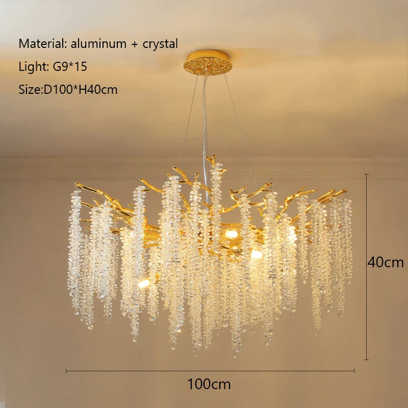 Afralia™ Luxury Crystal Ceiling Chandelier LED Pendant Lamp for Living Dining Bedroom