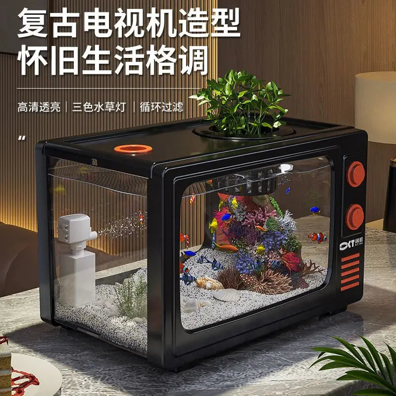 Afralia™ Desktop Fish Tank: Filtered Oxygen Generator for Living Room Goldfish Aquarium