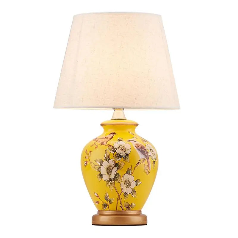 Afralia™ Ceramic Flower Bird Table Lamp - Elegant Bedroom Lighting