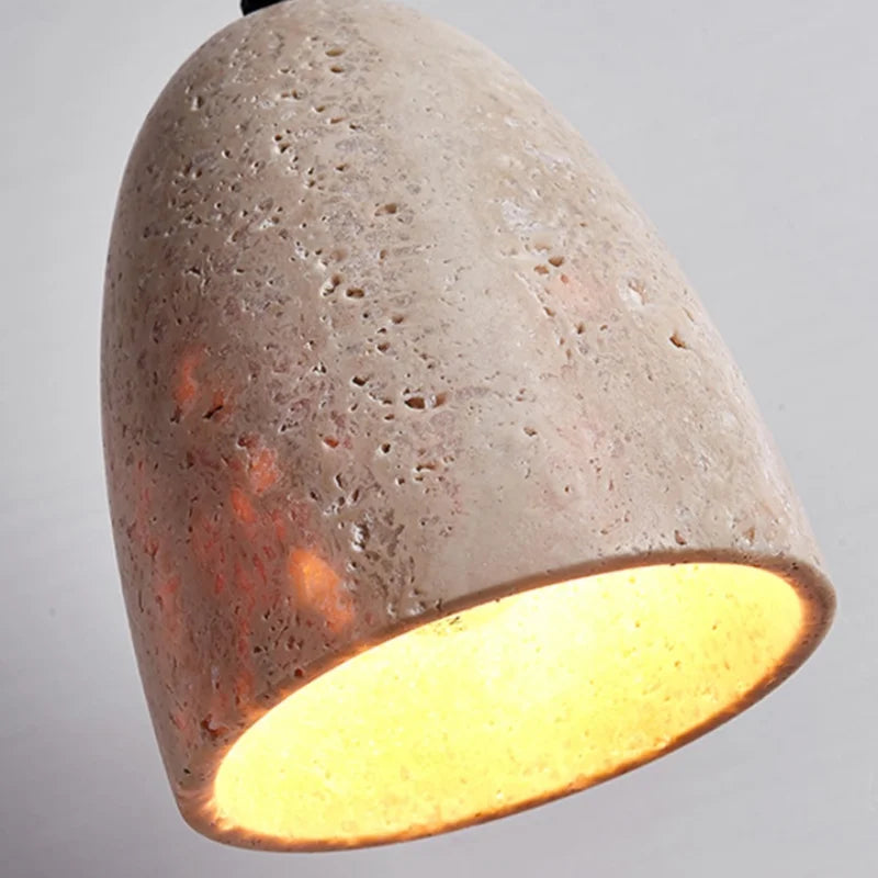 Afralia™ LED Pendant Lamp Yellow Travertine Japanese Style Adjustable Hanging Light