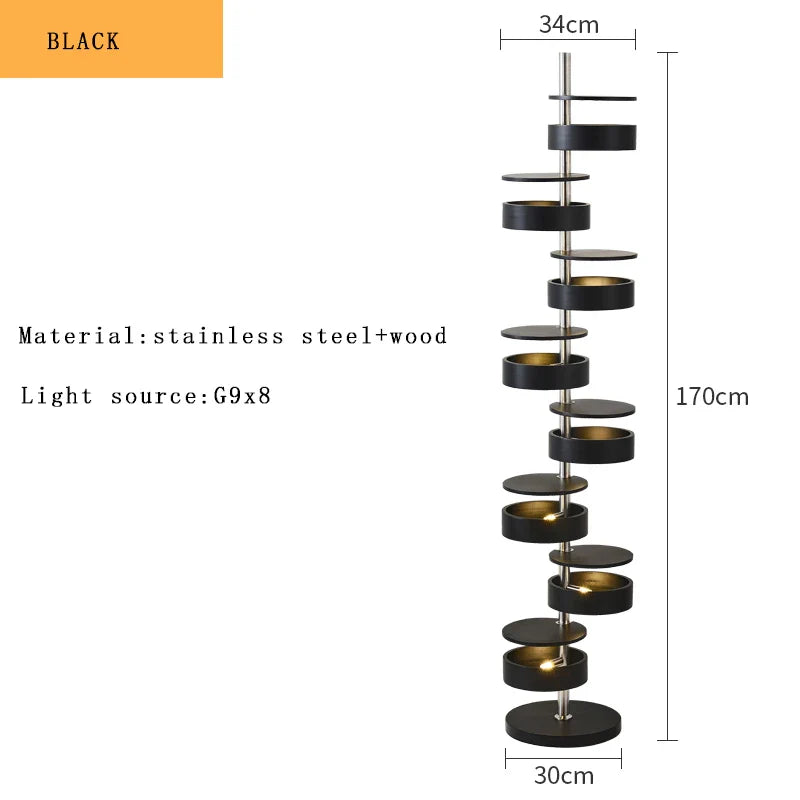 Afralia™ Postmodern Wooden Staircase LED Floor Lamp for Living Room and Cafe Decor