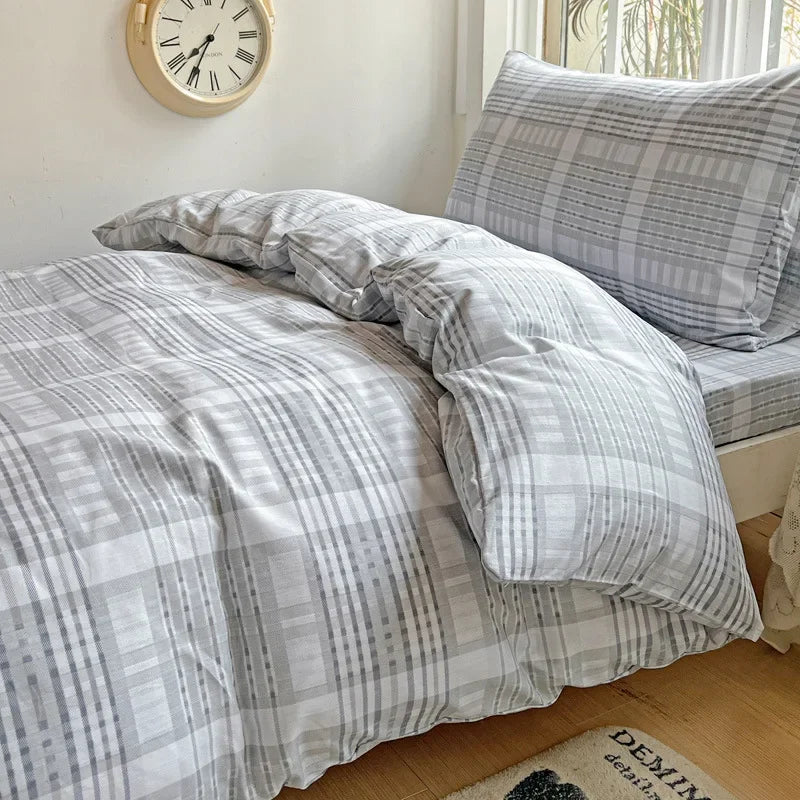 Afralia™ Cotton Printed Student Bedding Set - All Seasons Queen Single Comforter Cover Set