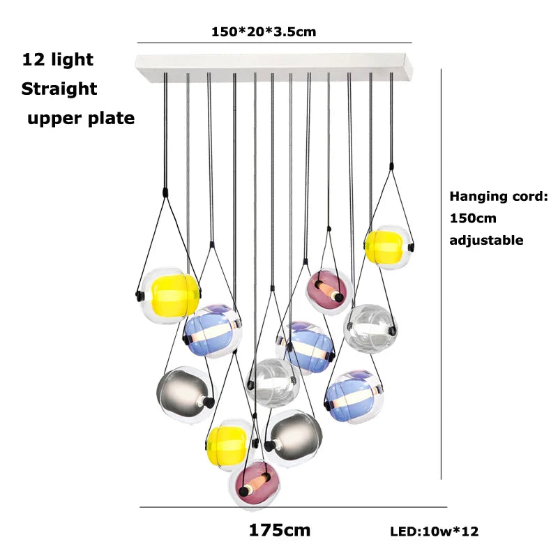 Afralia™ Multicolor Glass Globe Pendant Light for Stylish Bedroom Decor