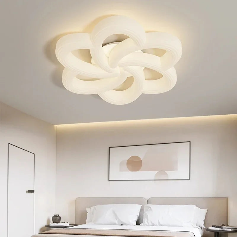 Afralia™ Nordic Flower LED Ceiling Light for Living Room Bedroom - Creamy Style