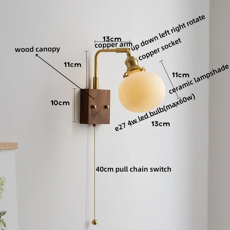 Afralia™ Ceramic Copper LED Wall Lamps Bedroom Bathroom Mirror Light Fixtures