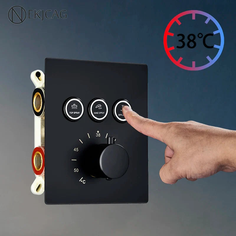 Afralia™ Shower Faucet Valve: Thermostatic Mixer, Concealed Installation, Temperature Control - Black/Chrome