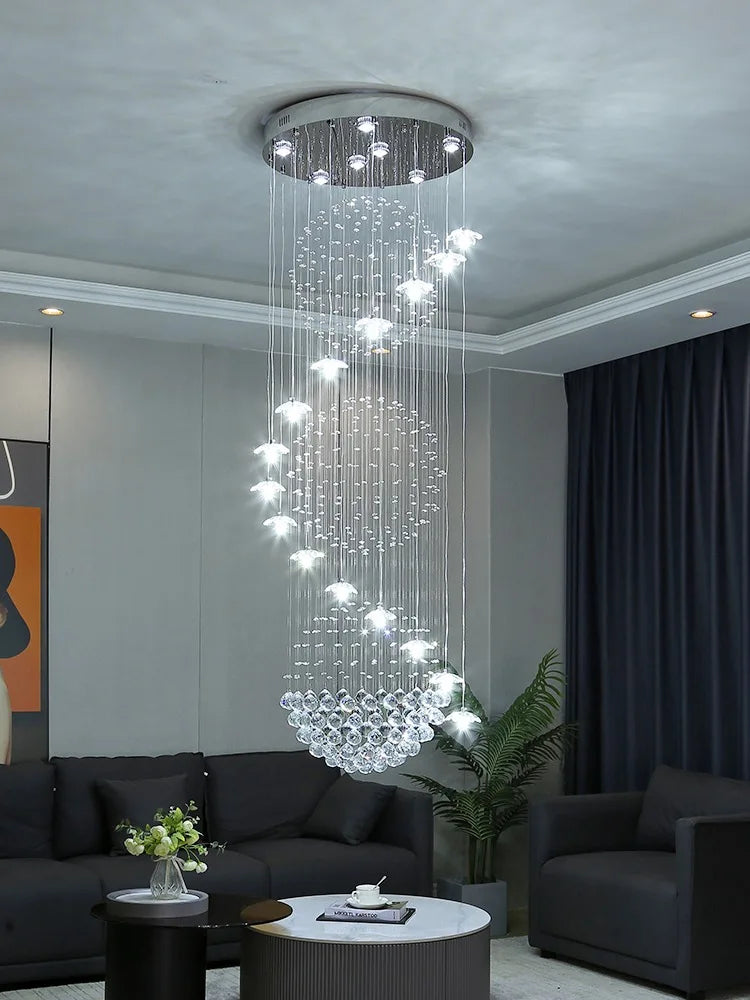 Afralia™ Spiral Long Chandelier: Modern Nordic Loft Staircase Pendant Lamp