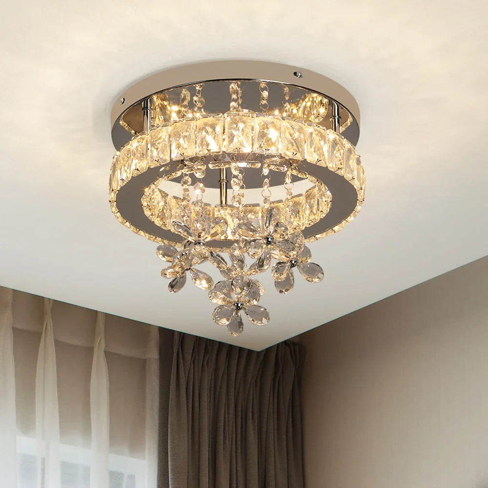 Afralia™ Crystal LED Ceiling Chandelier for Luxury Living Room Decor