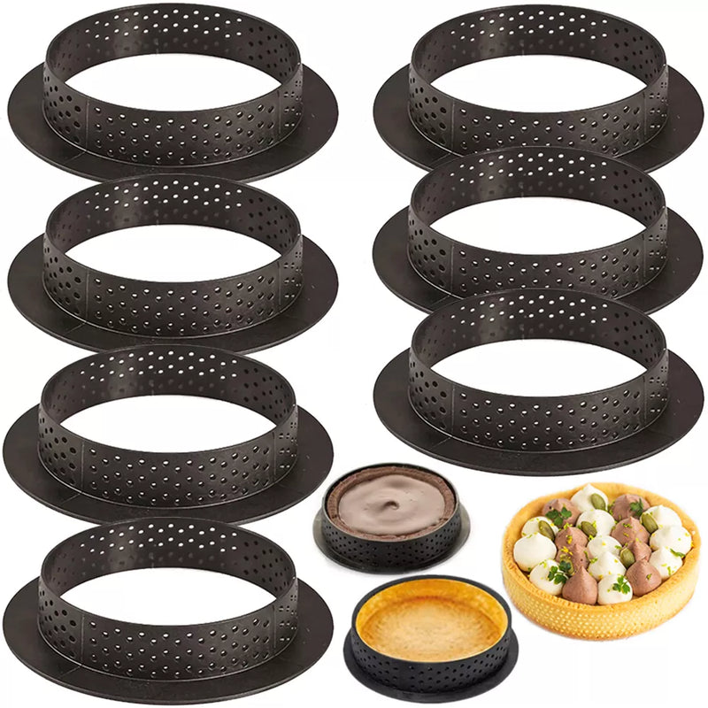 Afralia™ Tart Ring Set - Round Cake Molds for French Desserts & Pastries