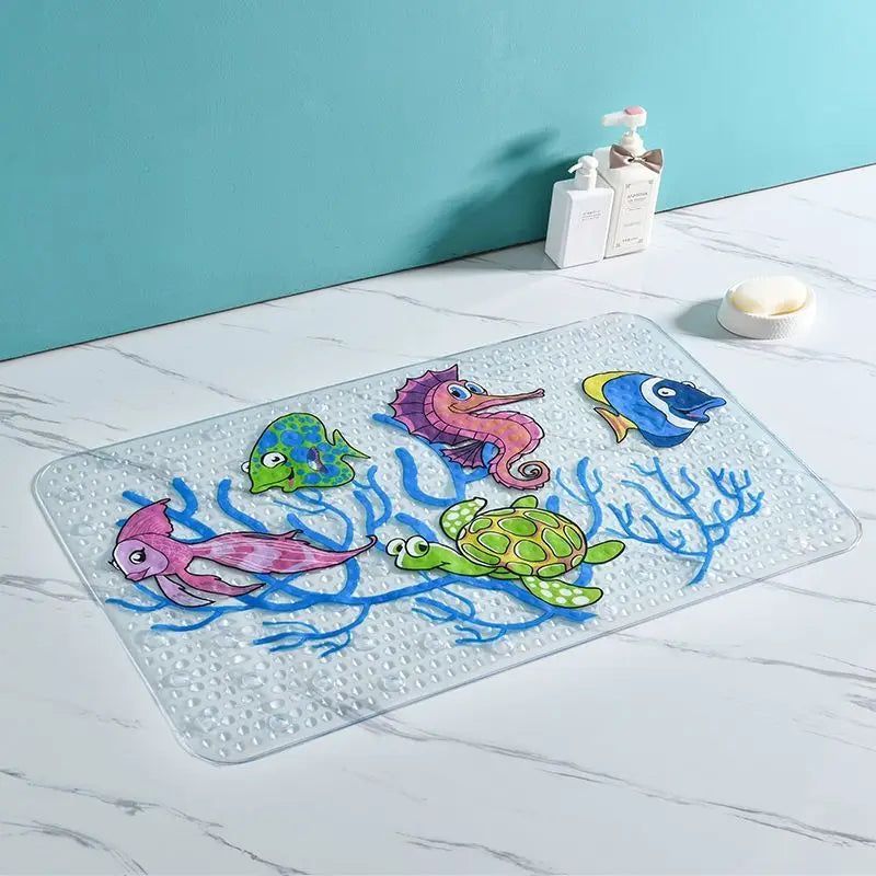 Afralia™ Cartoon Non-Slip Bathroom Mat with Suction Cup for Child Bathtub Eco-Friendly