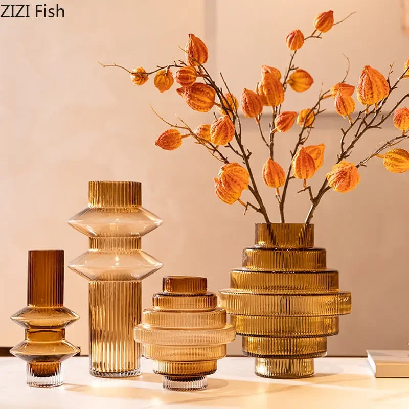 Afralia™ Tower Glass Vase Hydroponics Flowers Pots Modern Desk Floral Arrangement Decor