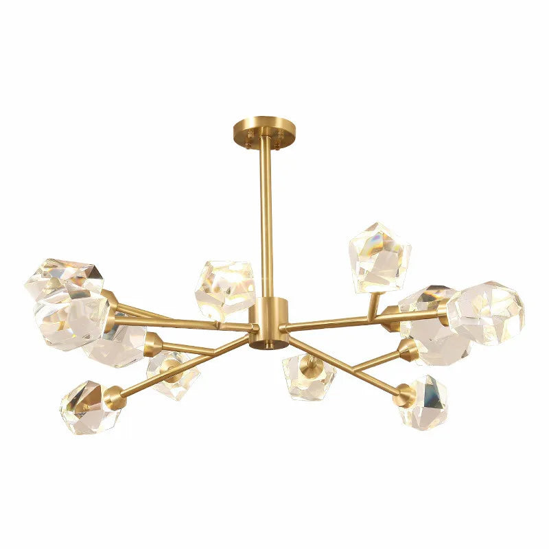 Afralia™ Luxury Copper LED Crystal Chandelier with Dimmable Lights