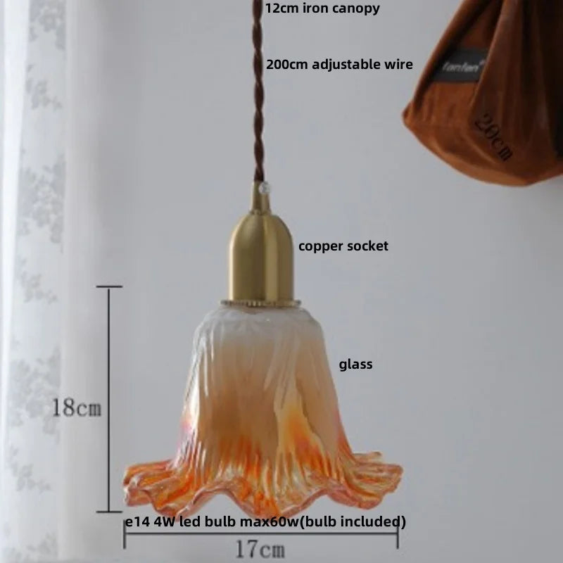 Afralia™ Vintage Green Glass LED Pendant Light Fixture for Kitchen Bar Loft - Copper Socket
