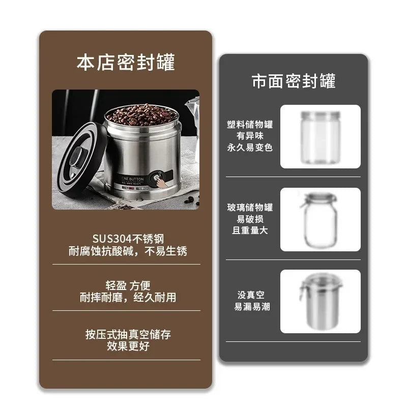 Afralia™ Stainless Steel Airtight Coffee Beans Storage Jar