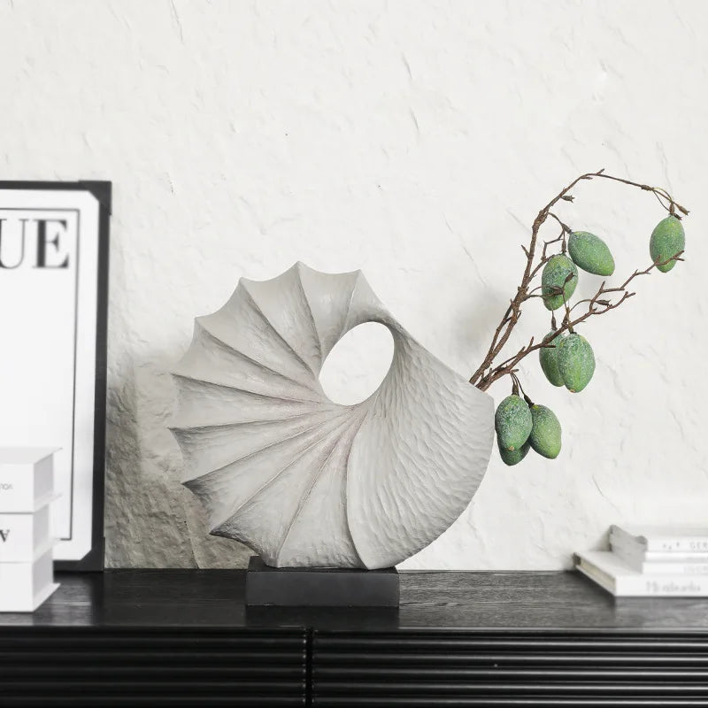 Afralia™ Resin Shell Vase Abstract Sculpture Home Decor Ornament