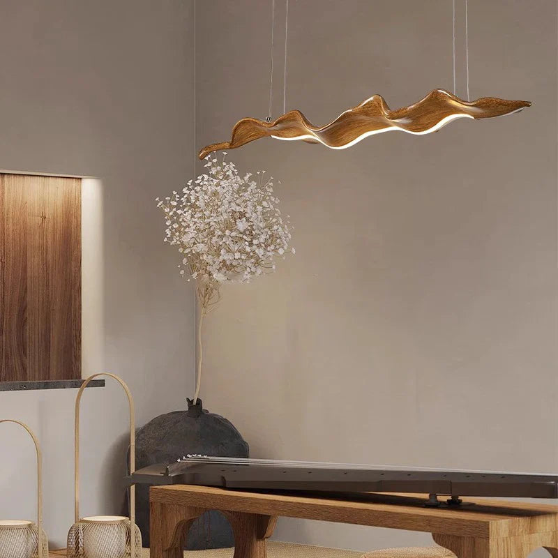 Afralia™ Leaf Pendant Light: Modern Wood Hanging Lamp for Kitchen Dining Office Decor