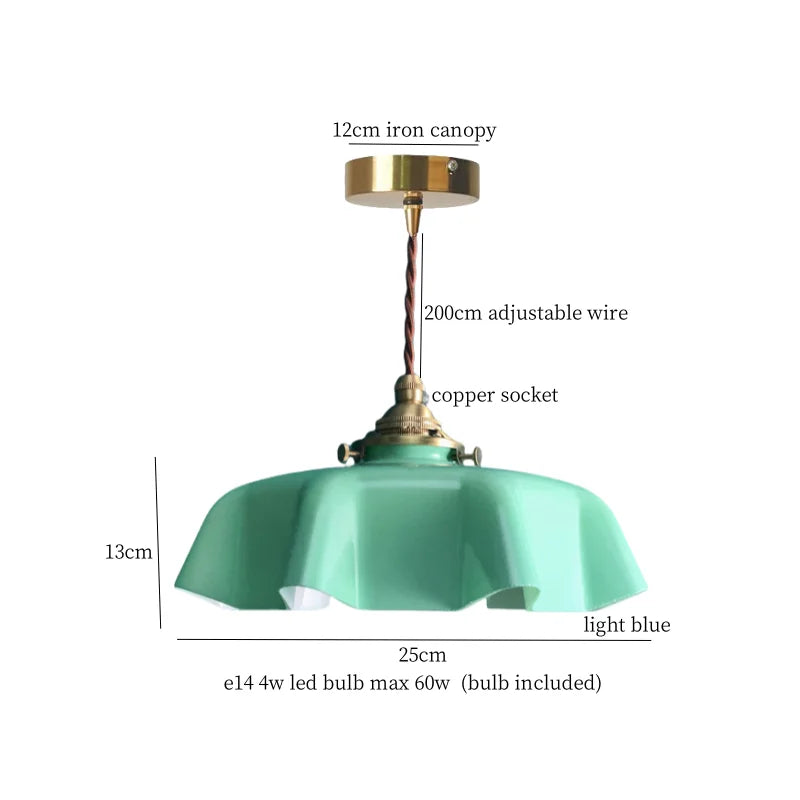 Afralia™ Green Glass LED Pendant Lamp for Living & Dining Room Decor