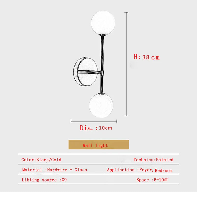 Afralia™ Frosted Glass Ball LED Wall Sconce - Indoor Home Lighting Fixture