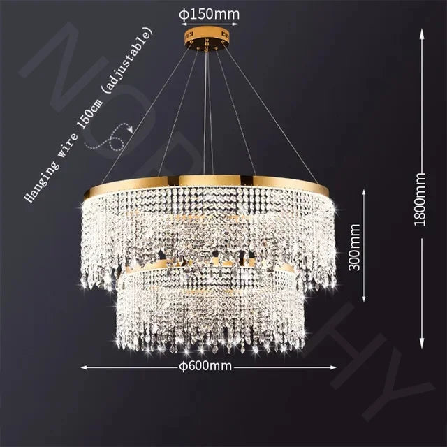 Afralia™ Crystal Chandelier Ring Pendant Light for Living Room, Dining Room, Kitchen