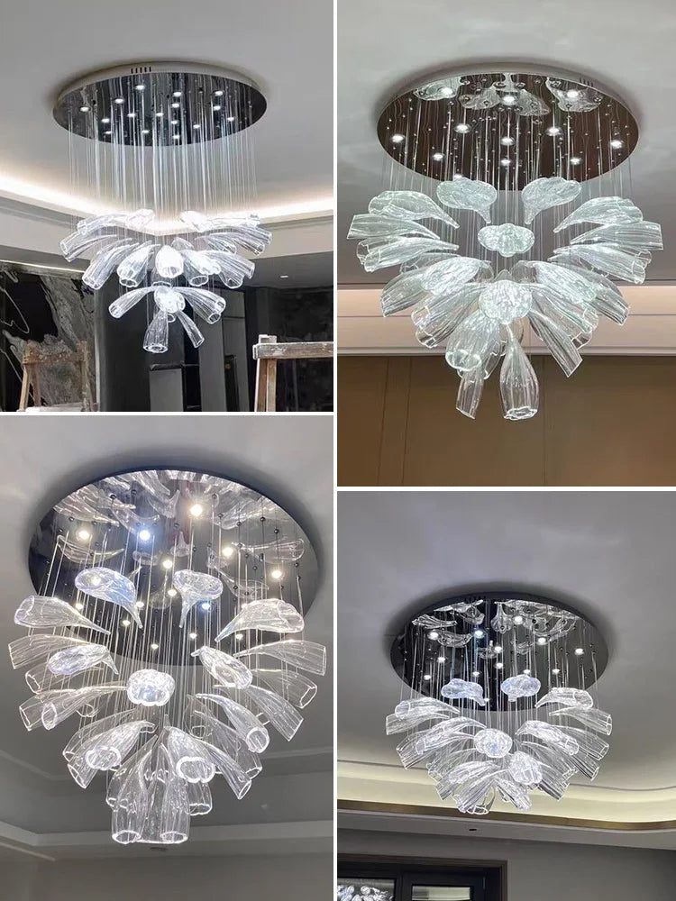 Afralia™ Petal Glass Pendant Lights: Modern Chandeliers for Living & Dining Rooms