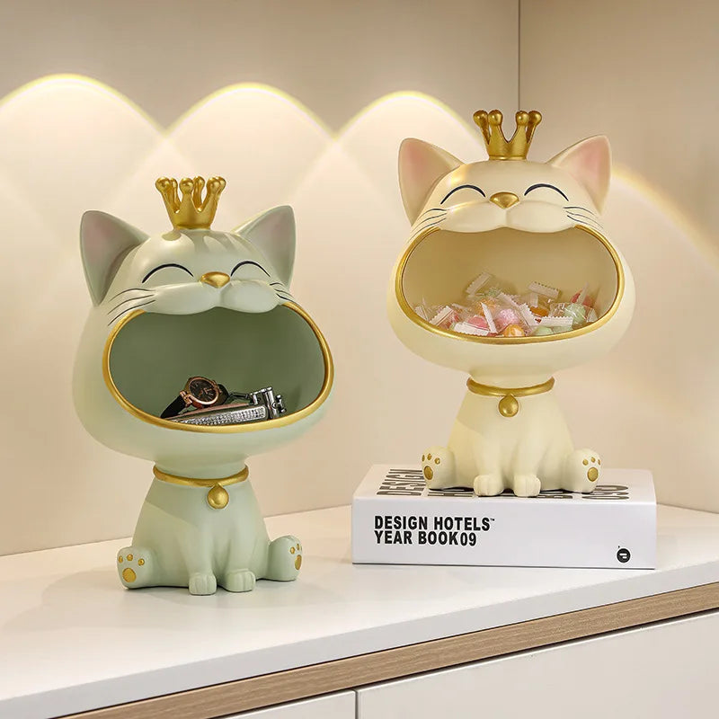 Afralia™ Lucky Cat Sculpture Storage Box Desk Decoration Miniature Figurine