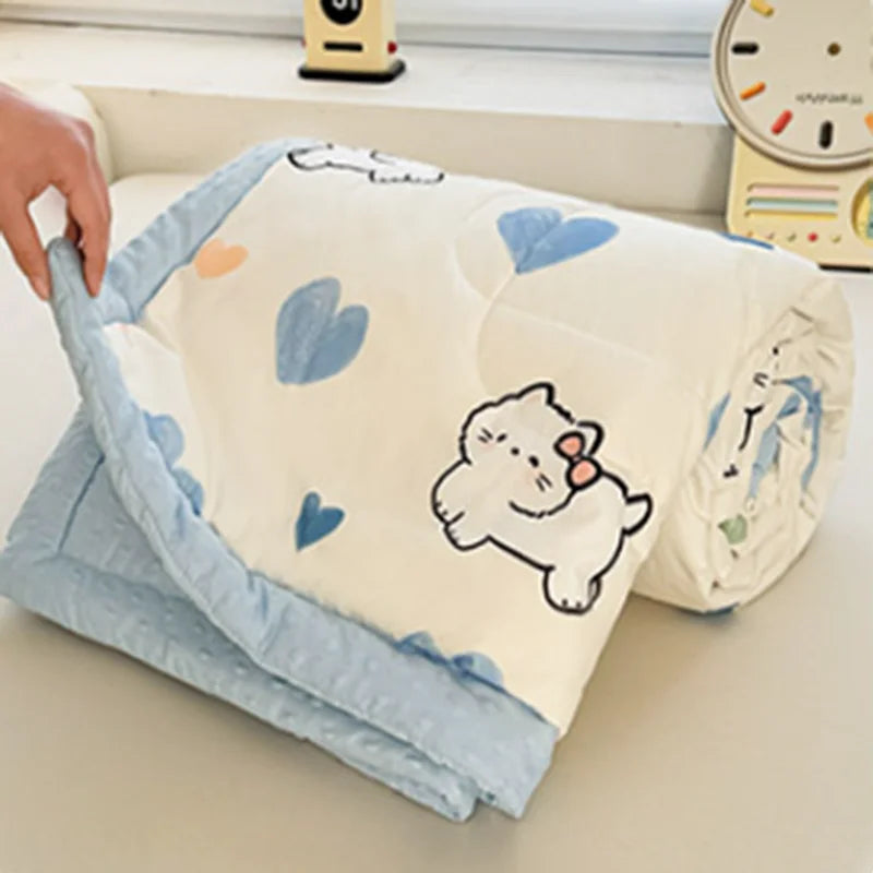 Afralia™ Cartoon Pattern Summer Comforter: Skin-Friendly Breathable Quilt for Kids & Adults