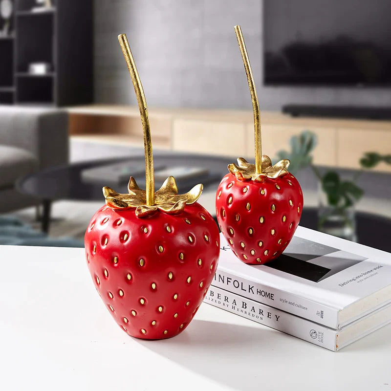Afralia™ Gold Strawberry Figurine Decor for Home Decor & Display
