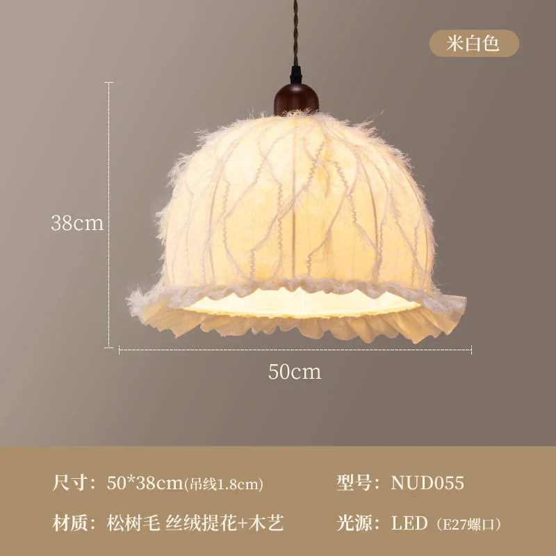 Afralia™ Pink Fabric Tassels Chandelier for Girl Bedroom, Beauty Salon & Cafe Room Lighting