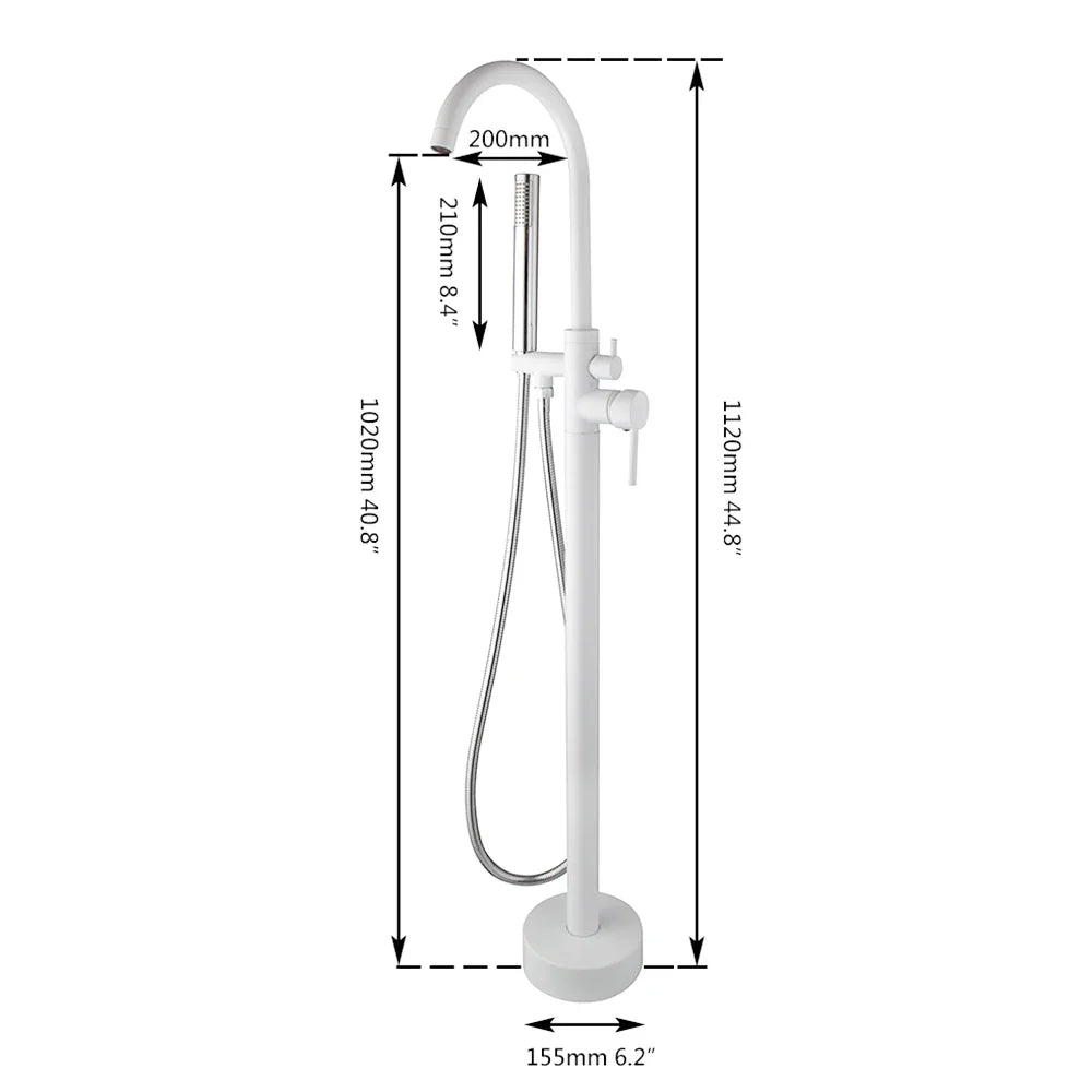 Afralia™ Dual Handle Bathtub Faucet Set with Hand Shower, Floor Mounted Hot Cold Mixer