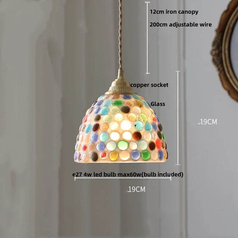 Afralia™ Colorful Glass Shell LED Pendant Lamp for Living & Dining Room