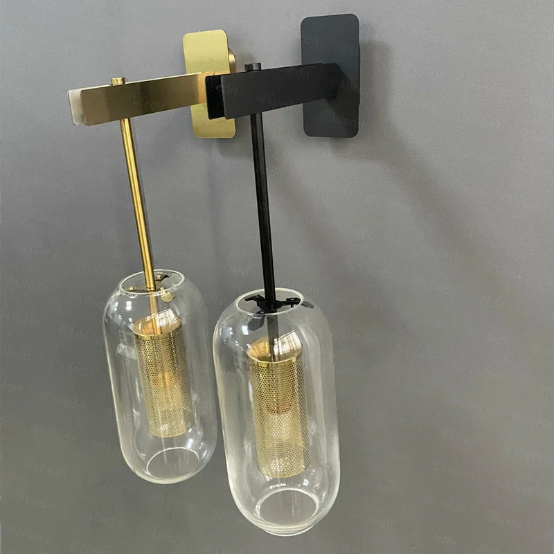 Afralia™ Glass Wall Sconce Lamp Fixture, Modern Nordic Golden Lights for Living Room Hallway