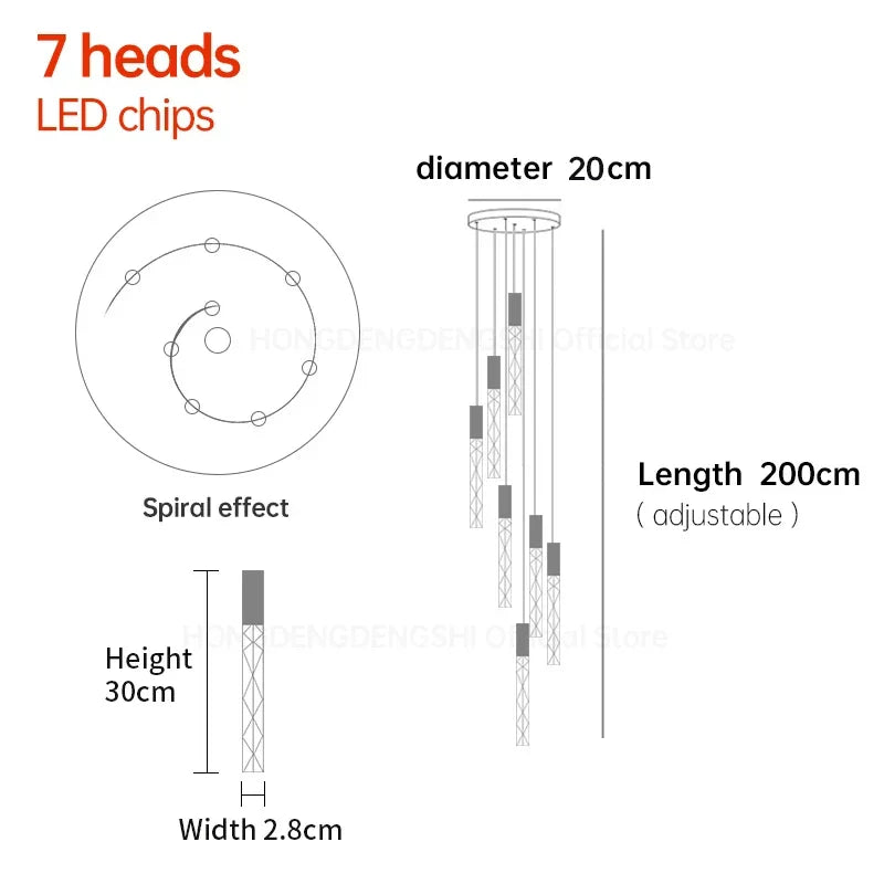 Afralia™ LED Crystal Staircase Pendant Light for Modern Nordic Home Lighting