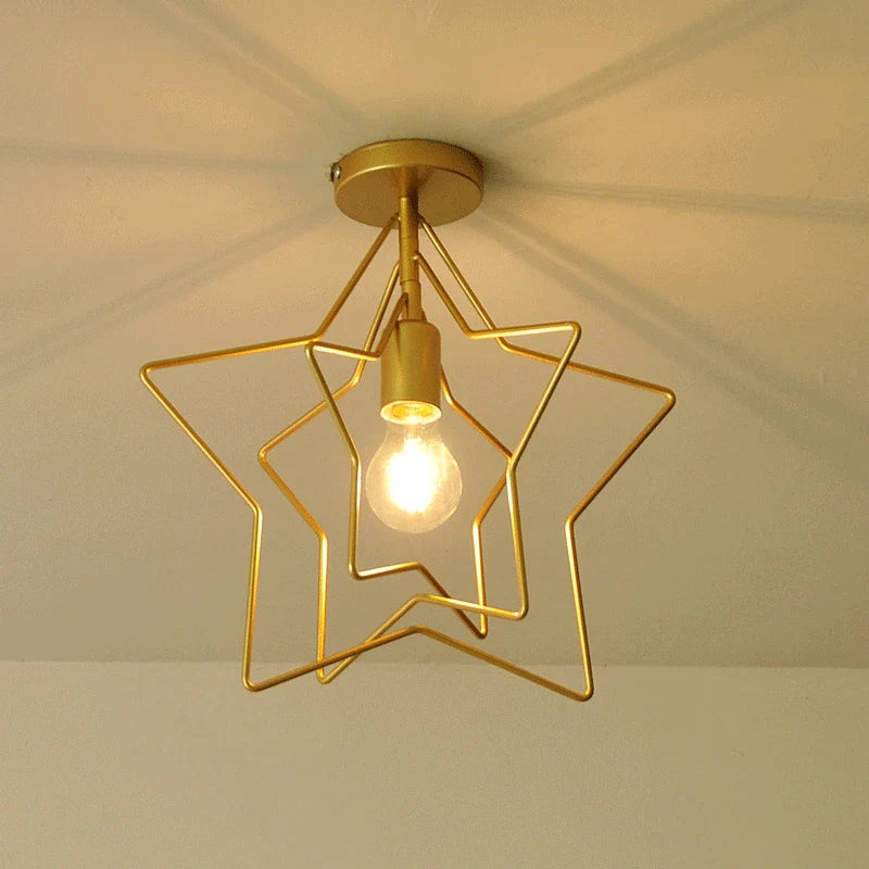 Afralia™ Nordic Circle Star Ceiling Lamp Modern E27 Copper Interior Light