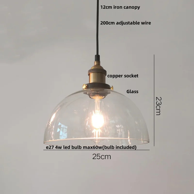 Afralia™ Loft Smoke Gray Glass LED Pendant Lamp - Vintage Brass Hanging Light
