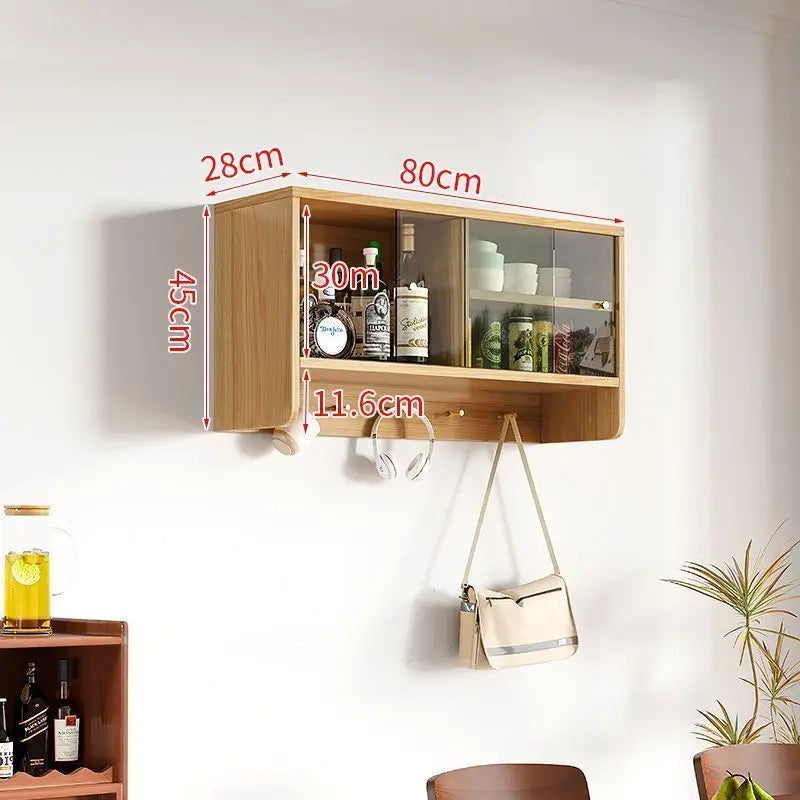 Afralia™ Retro Solid Wood Wall Mounted Kitchen Storage Cabinet