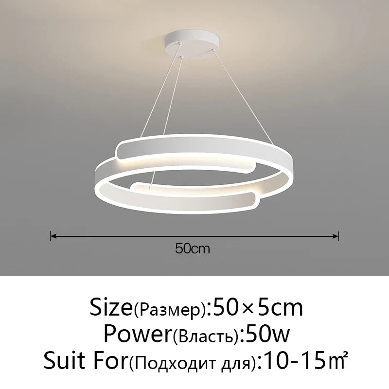 Afralia™ Black White LED Ring Chandelier Pendant Lights for Home Indoor Decor