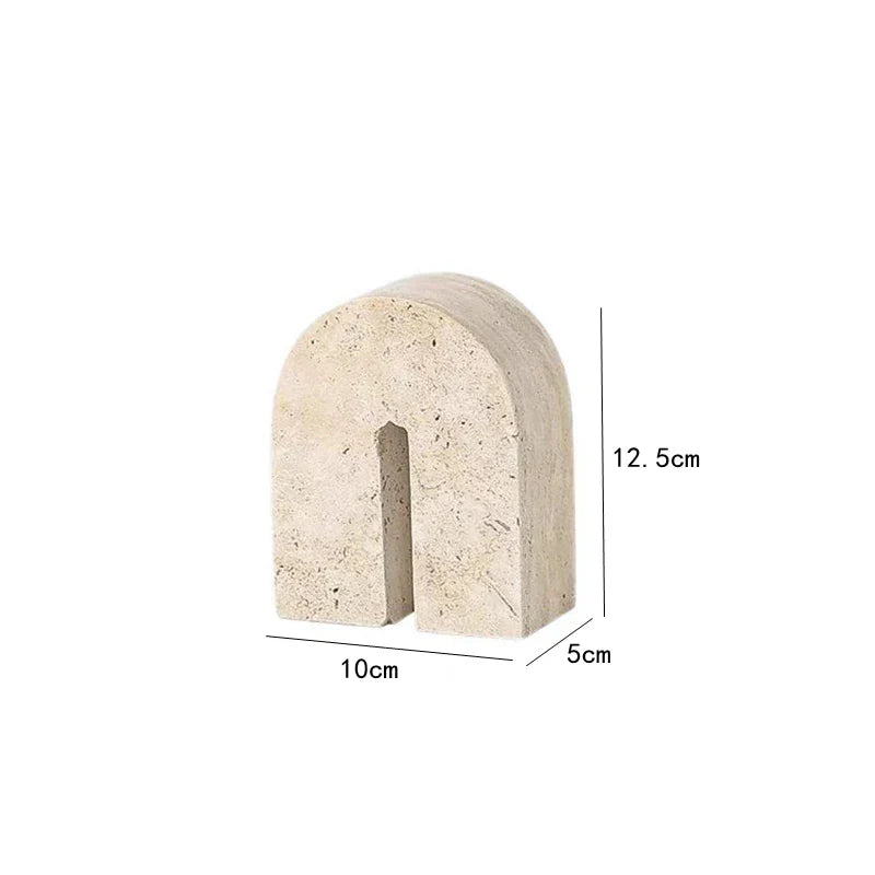 Afralia™ Archway Shape Travertine Sculpture Figurine Statue for Home Decor