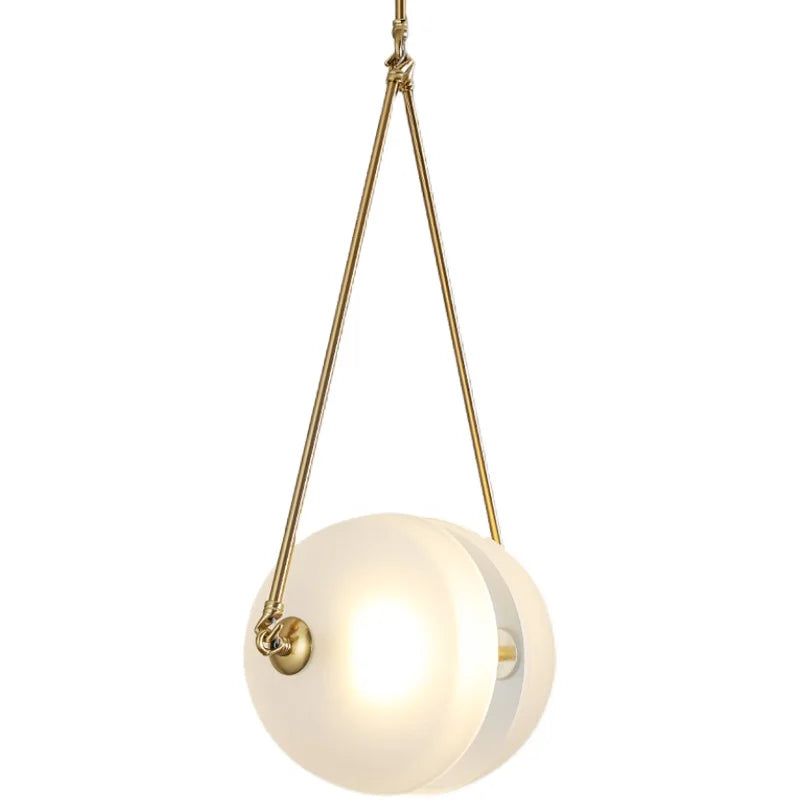 Afralia™ White Glass Pendant Light Gold Metal Art Deco Lamp