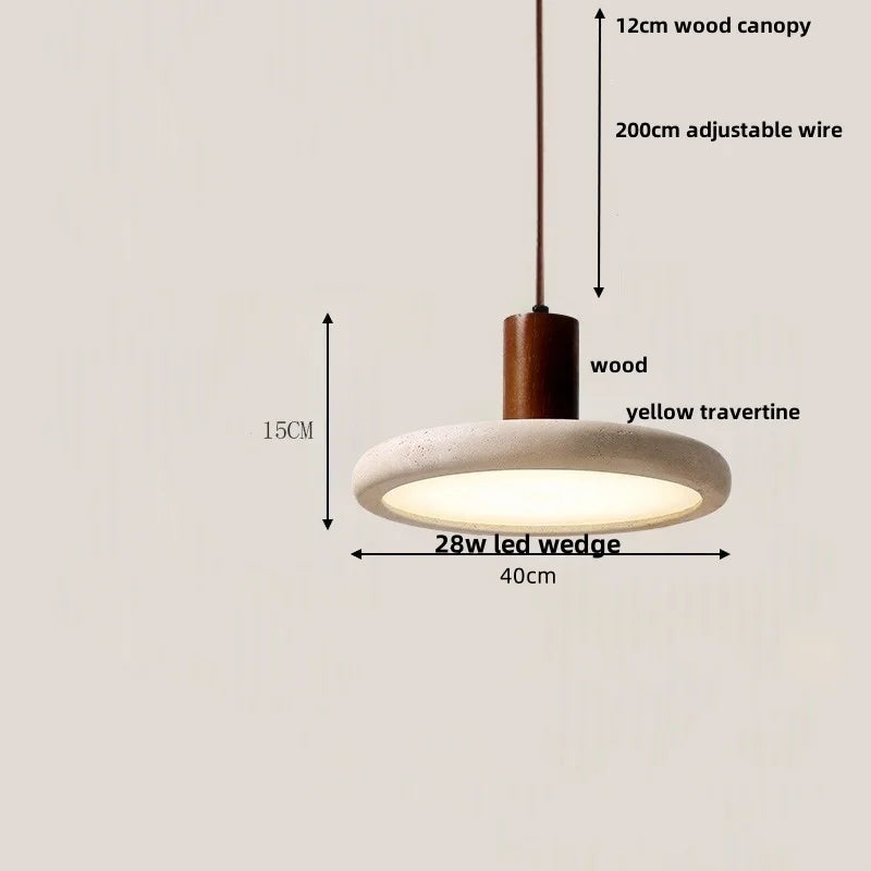 Afralia™ LED Pendant Lamp Wood Globe Round Yellow Stone Hanging Lights