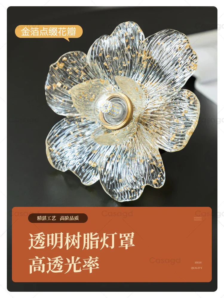 Afralia™ Walnut Wood Petal Pendant Lamp - Three Headed Lotus Rhyme Table Lamp