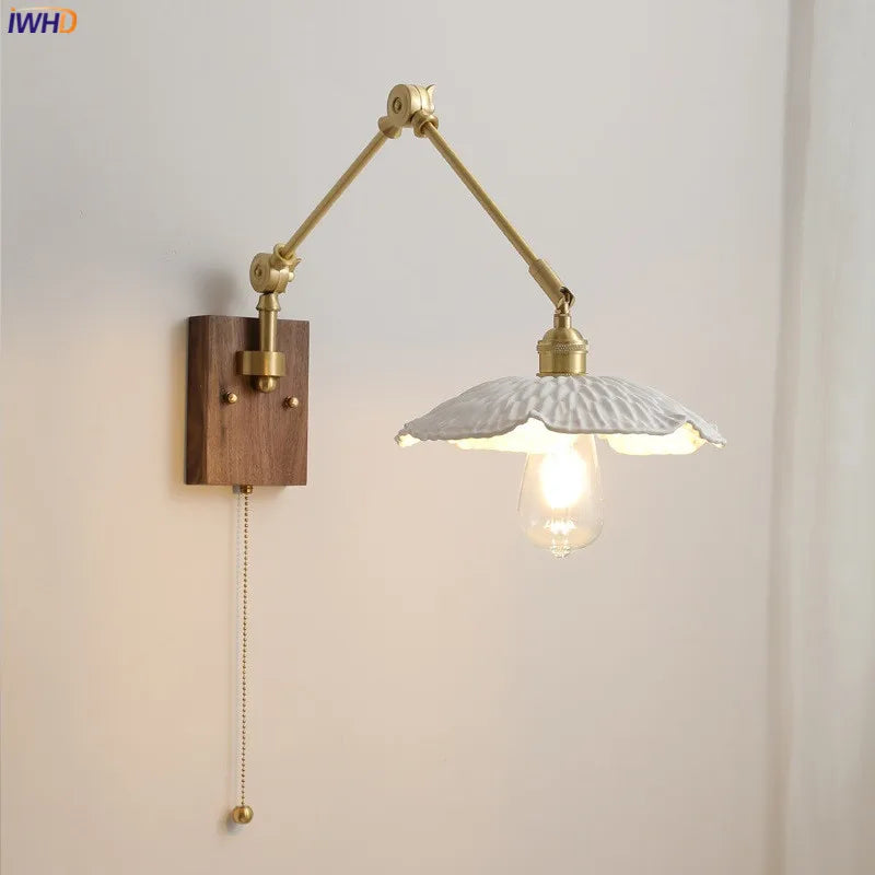 Afralia™ Nordic Ceramic Wall Lamp with Pull Chain Switch, Up Down LED Lighting