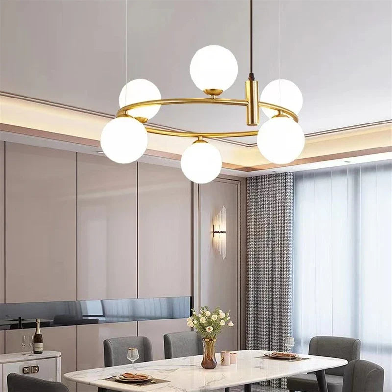 Afralia™ Glass Ball Pendant Chandelier, Adjustable Height, Modern Nordic Design