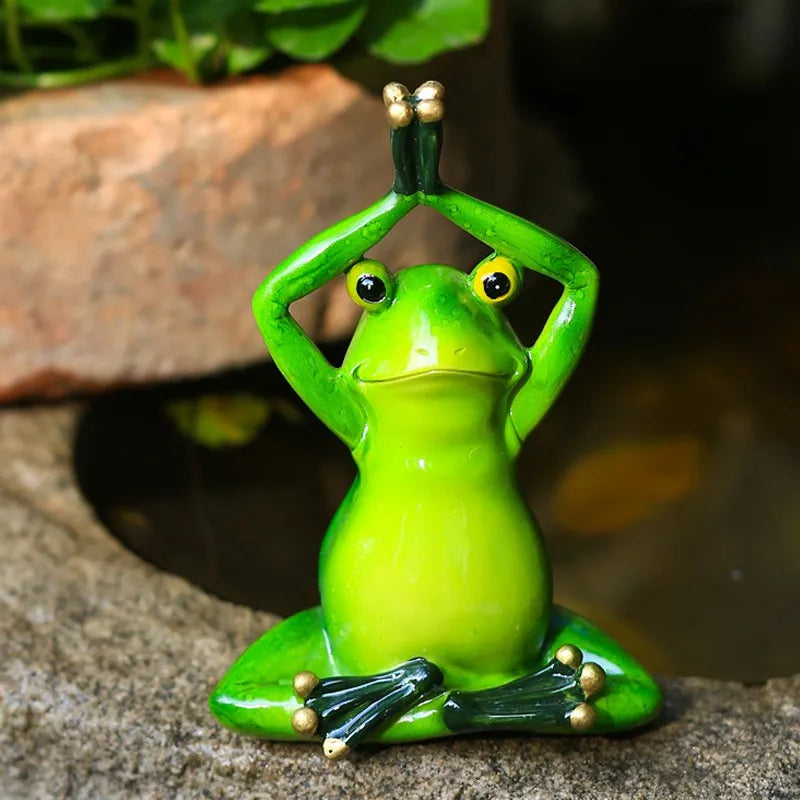 Afralia™ Yoga Frog Figurine: Interior Ornament for Home, Office, or Living Room Decor