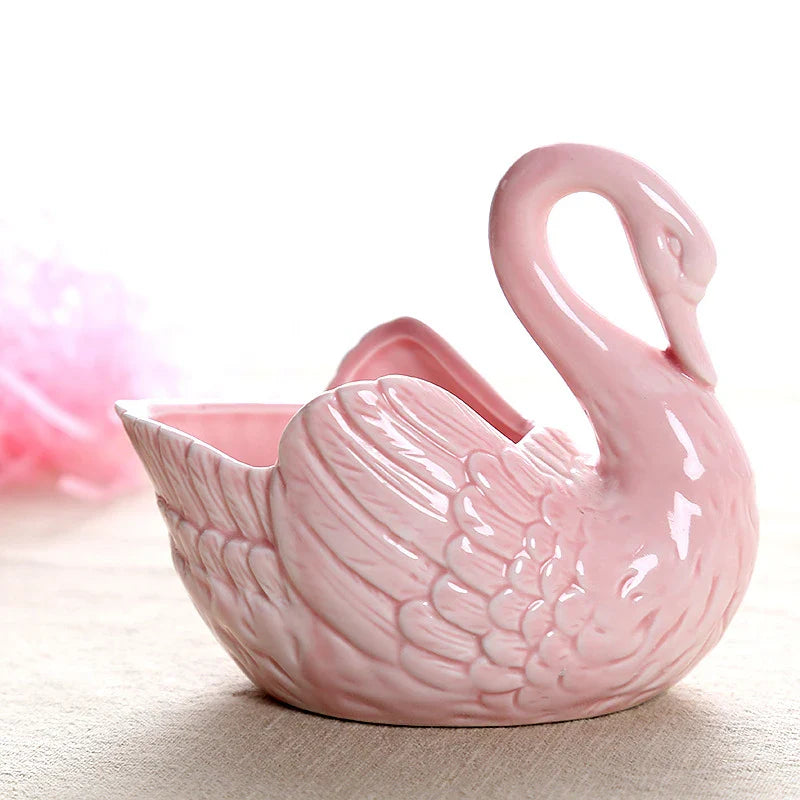 Afralia™ Swan Candlestick Flower Pot Wedding Gift Holder Ornament Storage Box